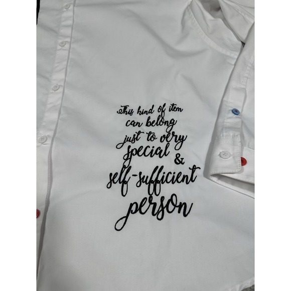 Julia Allert Shirt Womens Large White Oversized Long Sleeve Shirt Embroidery - Picture 3 of 12